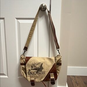 Brown and Tan Messenger Bag
